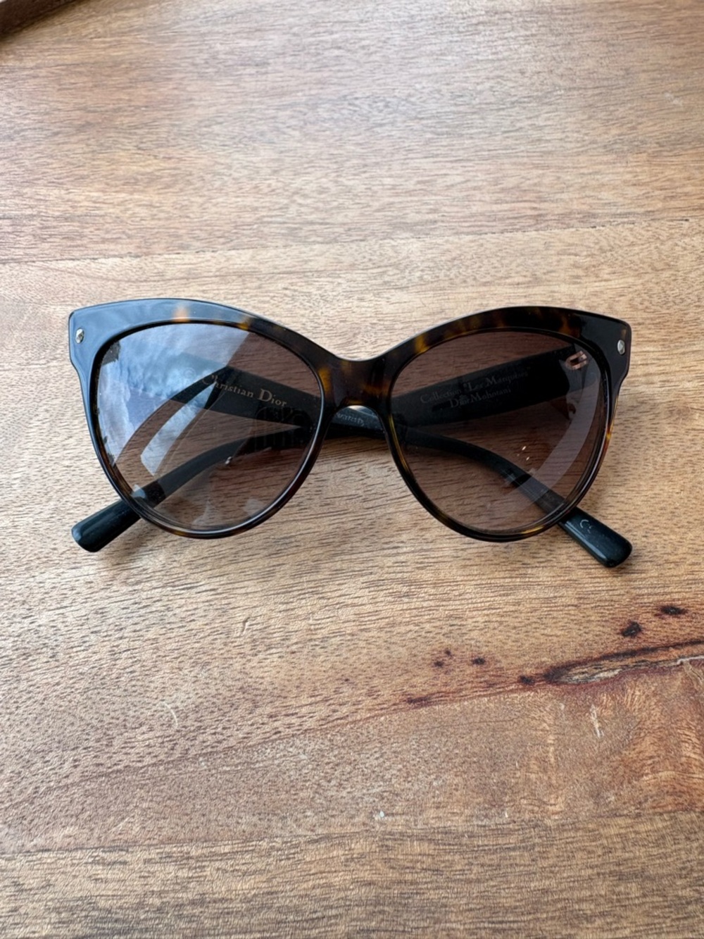 Dior Tortoiseshell Cat-Eye Sunglasses with Brown Lenses
